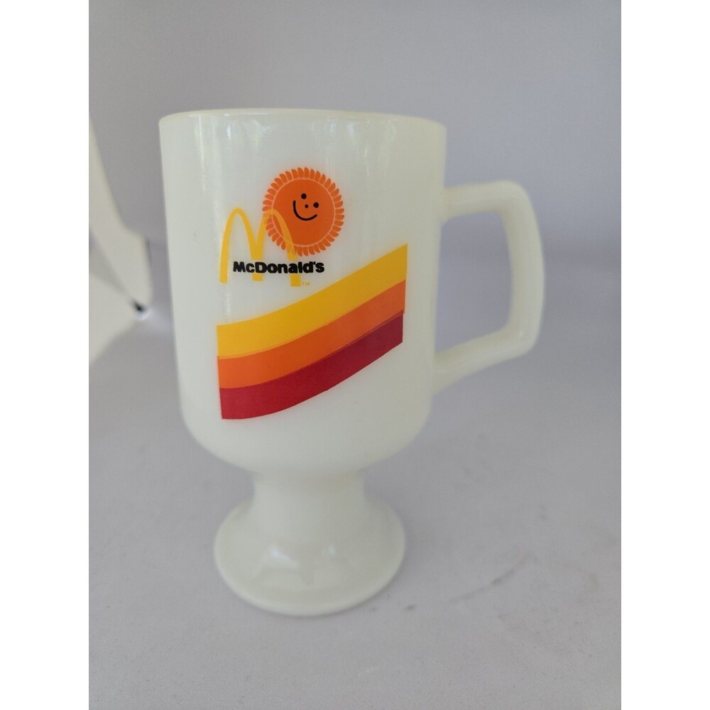 RARE Vintage McDonald's Sunshine White Milk Glass Pedestal Footed Mug